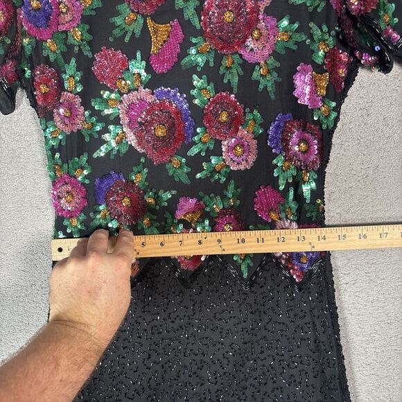 Laurence Kazar NY Size S‎ Silk Dress Sequins Art Deco Glam Hollywood Gatsby 20s - Picture 10 of 16